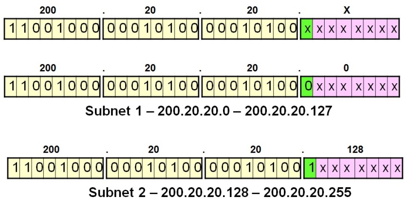 The main network being divided into two equal subnetworks internally