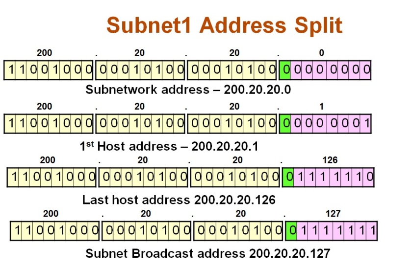 Allocation of IP addresses within the first subnet