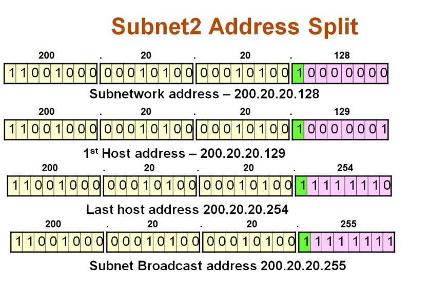 Allocation of IP addresses within the second subnet